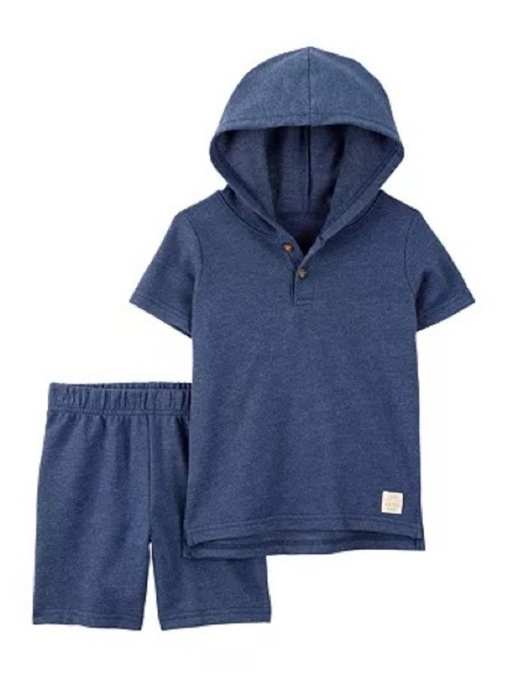 Toddler Boys Carter's 2-Piece Solid Short Sleeve Hooded Henley Top & Shorts Set